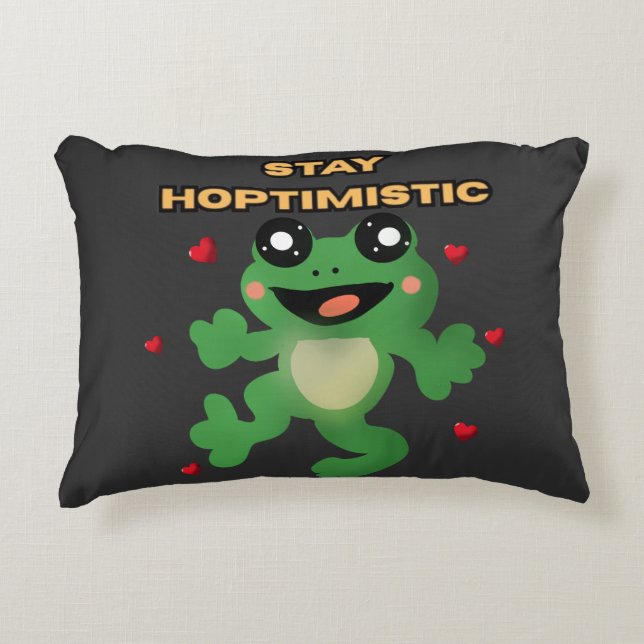 Blijf Hoptimistisch Cute Frog Pun Funny Frog Liefh Accent Kussen (Voorkant)