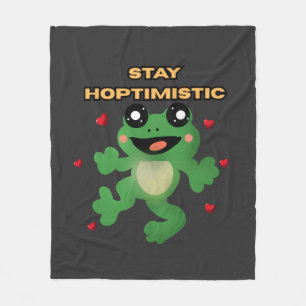 Blijf Hoptimistisch Cute Frog Pun Grappige Frog Li Fleece Deken