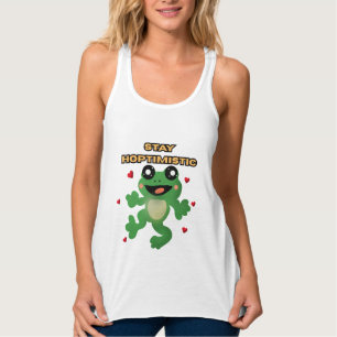 Blijf Hoptimistisch Cute Frog Pun Grappige Frog Li Tanktop