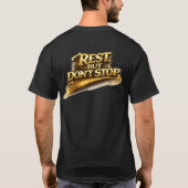 Blijf in Beweging | Rust Maar Stop Niet | T-Shirt (Achterkant)