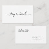 Blijf in contact Elegant Zwart Script minimaal Visitekaartje (Voorkant / Achterkant)