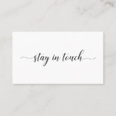 Blijf in contact Elegant Zwart Script minimaal Visitekaartje (Voorkant)