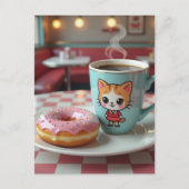 Blijf in contact met deze Schattigee Donut en Koff Briefkaart (Voorkant)