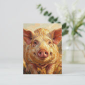 Blijf in contact met dit lieve varken briefkaart (Staand voorkant)