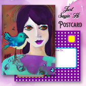 Blijf in contact met een vriend | Meisje en vogel Briefkaart