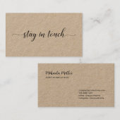 Blijf in contact met elegant Black Script Kraft Contactkaartje (Voorkant / Achterkant)