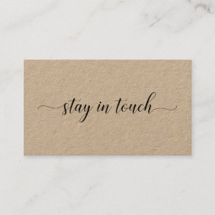 Blijf in contact met elegant Black Script Kraft Contactkaartje