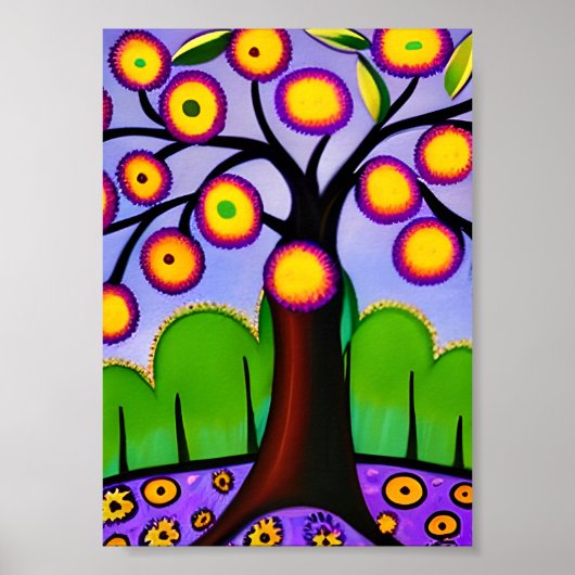 Blijf in contact | Waanzinnige Folk Art Tree Poster (Voorkant)