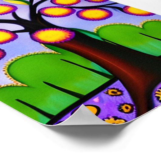 Blijf in contact | Waanzinnige Folk Art Tree Poster (Hoek)