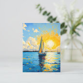 Blijf in contact | Zeilboot bij zonsondergang Briefkaart (Staand voorkant)