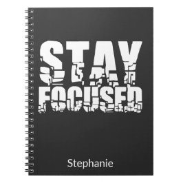 Blijf in de gaten | Motivatie zin met witte tekst Notitieboek