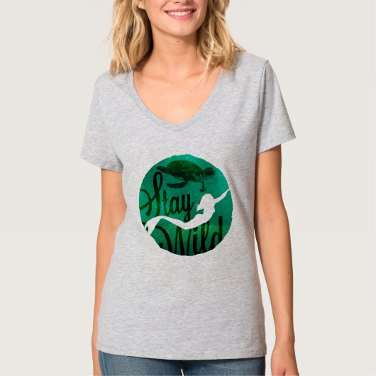 "Blijf in de natuur" met Zeemeermin en Zee schildp T-shirt (Voorkant)
