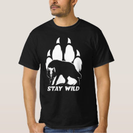 Blijf in de natuur - Wolf silhouette en voetafdruk T-shirt