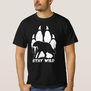 Blijf in de natuur - Wolf silhouette en voetafdruk T-shirt