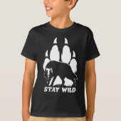 Blijf in de natuur - Wolf silhouette en voetafdruk T-shirt (Voorkant)