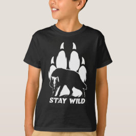 Blijf in de natuur - Wolf silhouette en voetafdruk T-shirt