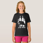 Blijf in de natuur - Wolf silhouette en voetafdruk T-shirt (Voorkant volledig)