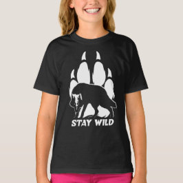 Blijf in de natuur - Wolf silhouette en voetafdruk T-shirt