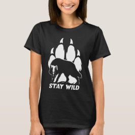 Blijf in de natuur - Wolf silhouette en voetafdruk T-shirt
