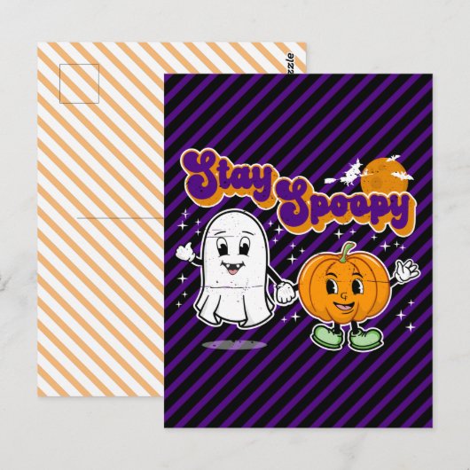 Blijf in de schijnwerpers: Cute Halloween Ghost en Briefkaart (Voorkant / Achterkant)