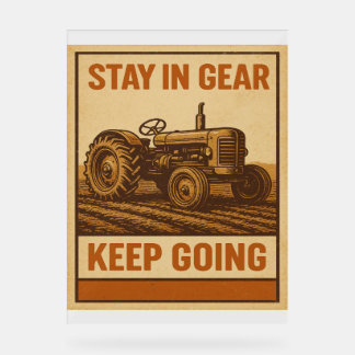 Blijf in de versnelling, ga door - VIntage Tractor Acryl Bord