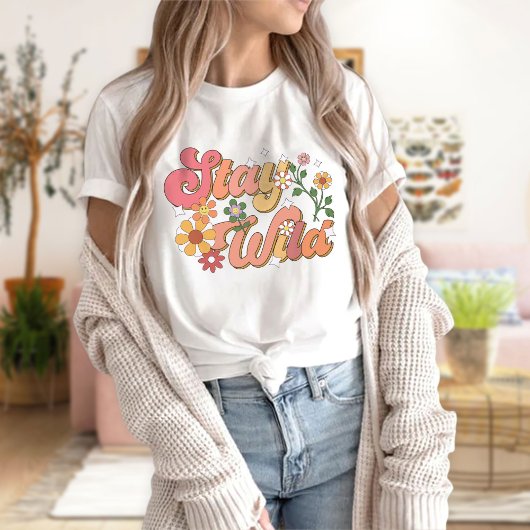 Blijf in het wild T-Shirt, positief Shirt met viru