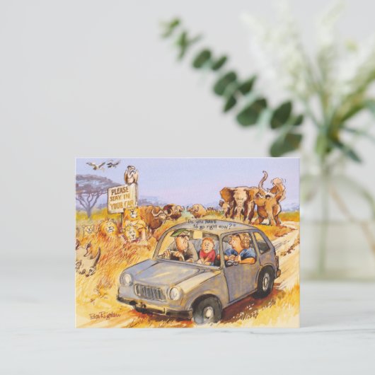 Blijf in je auto! briefkaart (Staand voorkant)