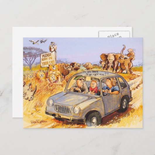 Blijf in je auto! briefkaart (Voorkant / Achterkant)