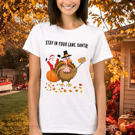 Blijf in je baan, Kerstman die een Turkije fotobom T-shirt