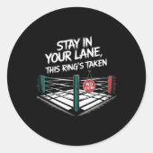 Blijf in je luie buurt ronde sticker (Voorkant)