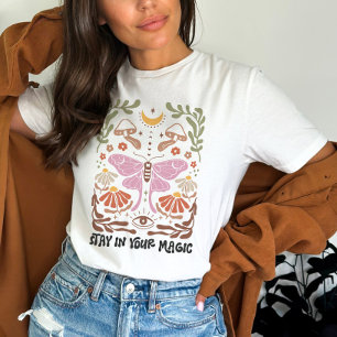 Blijf in je Magic Boho Floral Inspiration Quote T-shirt