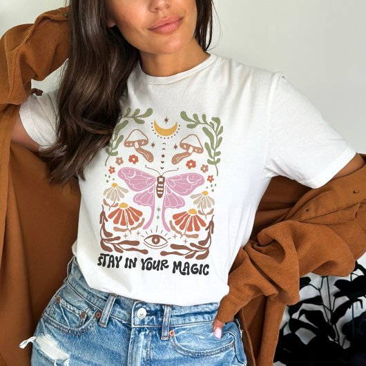 Blijf in je Magic Boho Floral Inspiration Quote T-shirt