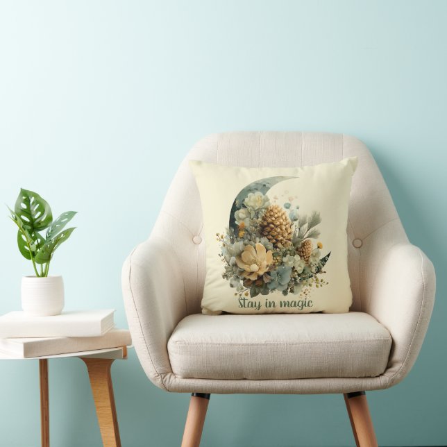 Blijf in Magische Winter Maan Design Kussen (Stoel)
