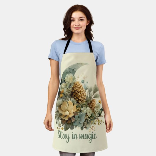 Blijf in Magische Winter Maan Design Schort (Gedragen)