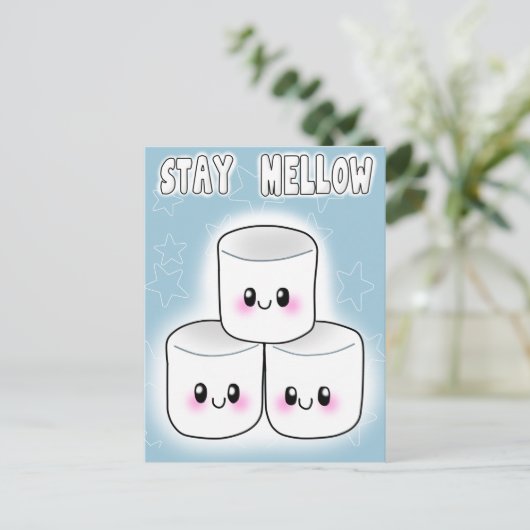Blijf in Mellow Marshmallow Briefkaart (Staand voorkant)