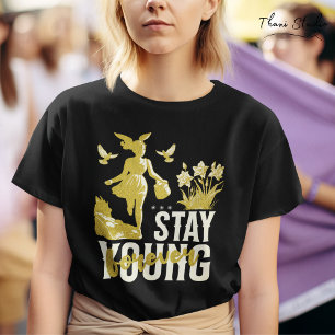 Blijf jong voor altijd gelukkig meisje hardlopen i t-shirt
