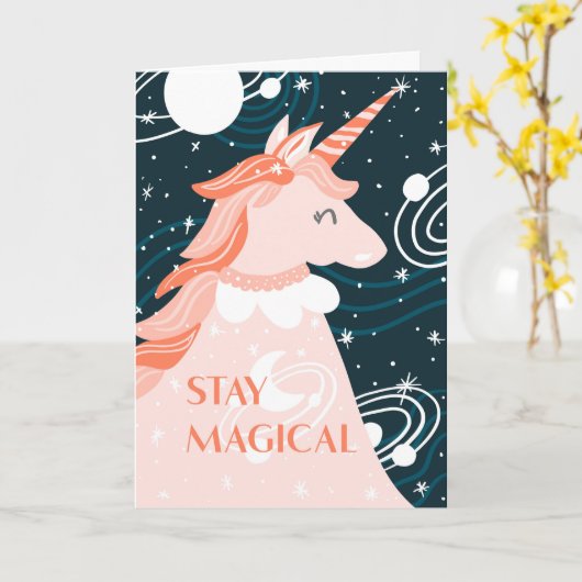 Blijf Kaart voor een Magical Unicorn design (Gele Bloem)