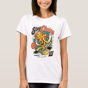 Blijf Kaasachtig Roller Schaats Pizza Snee T-shirt