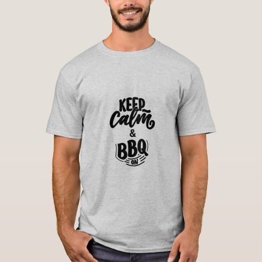 BLIJF KALM & BBQ OP T-SHIRT (Voorkant)