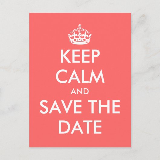 Blijf kalm Bewaar de datum briefkaart | Koraalroze (Voorkant)