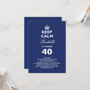 Blijf Kalm Blauw Grappig Mijlpaal 40e Verjaardagsf Kaart
