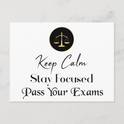Blijf Kalm. Blijf gefocust. Geef je examens door. Briefkaart (Voorkant)
