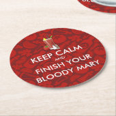 Blijf kalm - Bloody Mary Ronde Kartonnen Onderzetter (Gebogen)