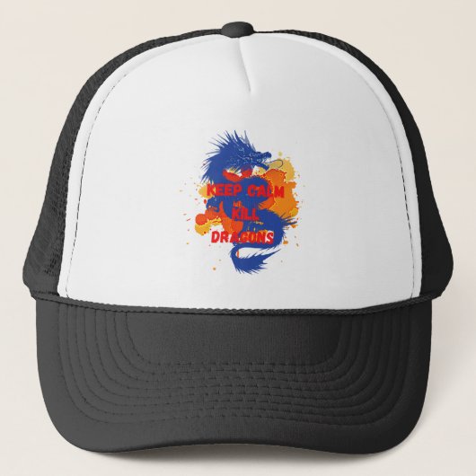 Blijf kalm, dood draken trucker pet (Voorkant)