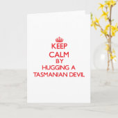 Blijf kalm door een Tasmaanse duivel te knuffelen Kaart (Gele Bloem)