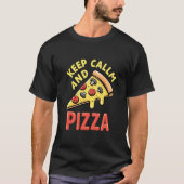 Blijf kalm Eet Pizza – Retro Style T-shirt (Voorkant)