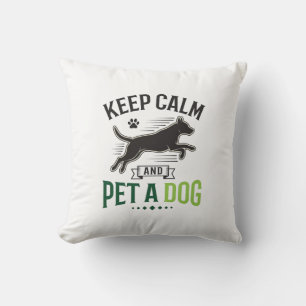 Blijf Kalm en Aai een Hond Vintage Gravure Design_ Kussen