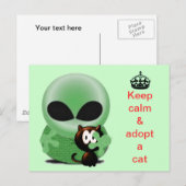 Blijf kalm en adopteer een kat briefkaart (Voorkant / Achterkant)