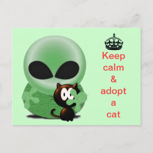 Blijf kalm en adopteer een kat briefkaart