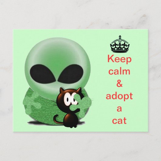 Blijf kalm en adopteer een kat briefkaart (Voorkant)